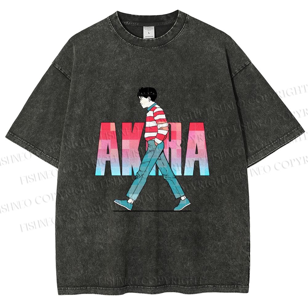Unisex Akira Printed Washed Tee