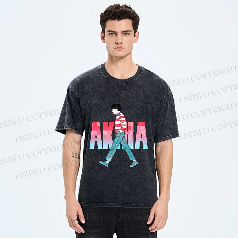 Unisex Akira Printed Washed Tee