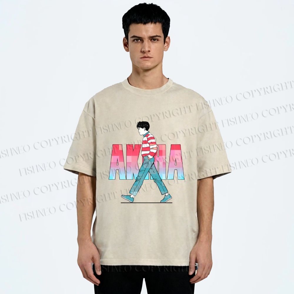 Unisex Akira Printed Washed Tee