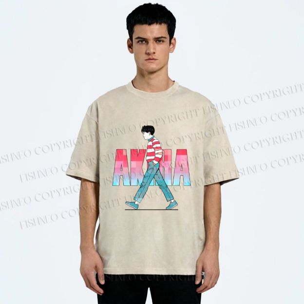 Unisex Akira Printed Washed Tee