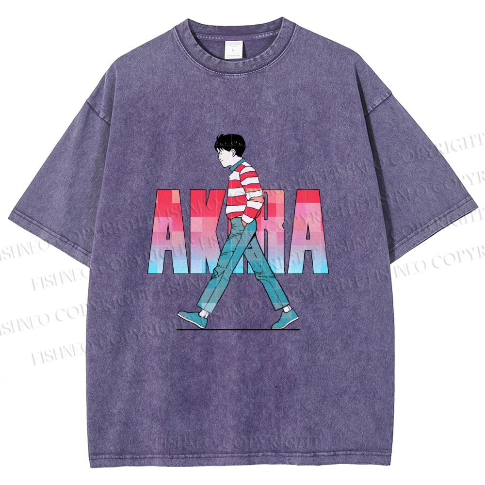 Unisex Akira Printed Washed Tee