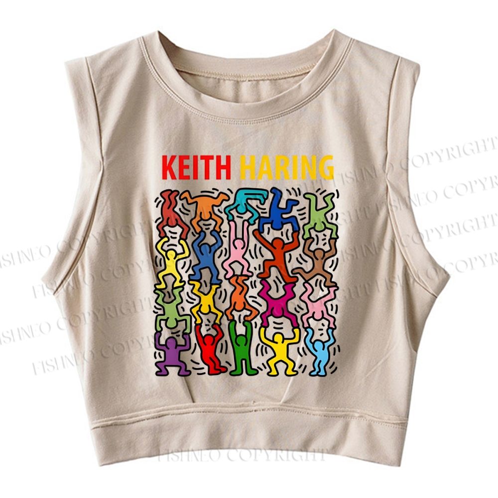 Keith Haring Acrobats Sleeveless Crop Tops
