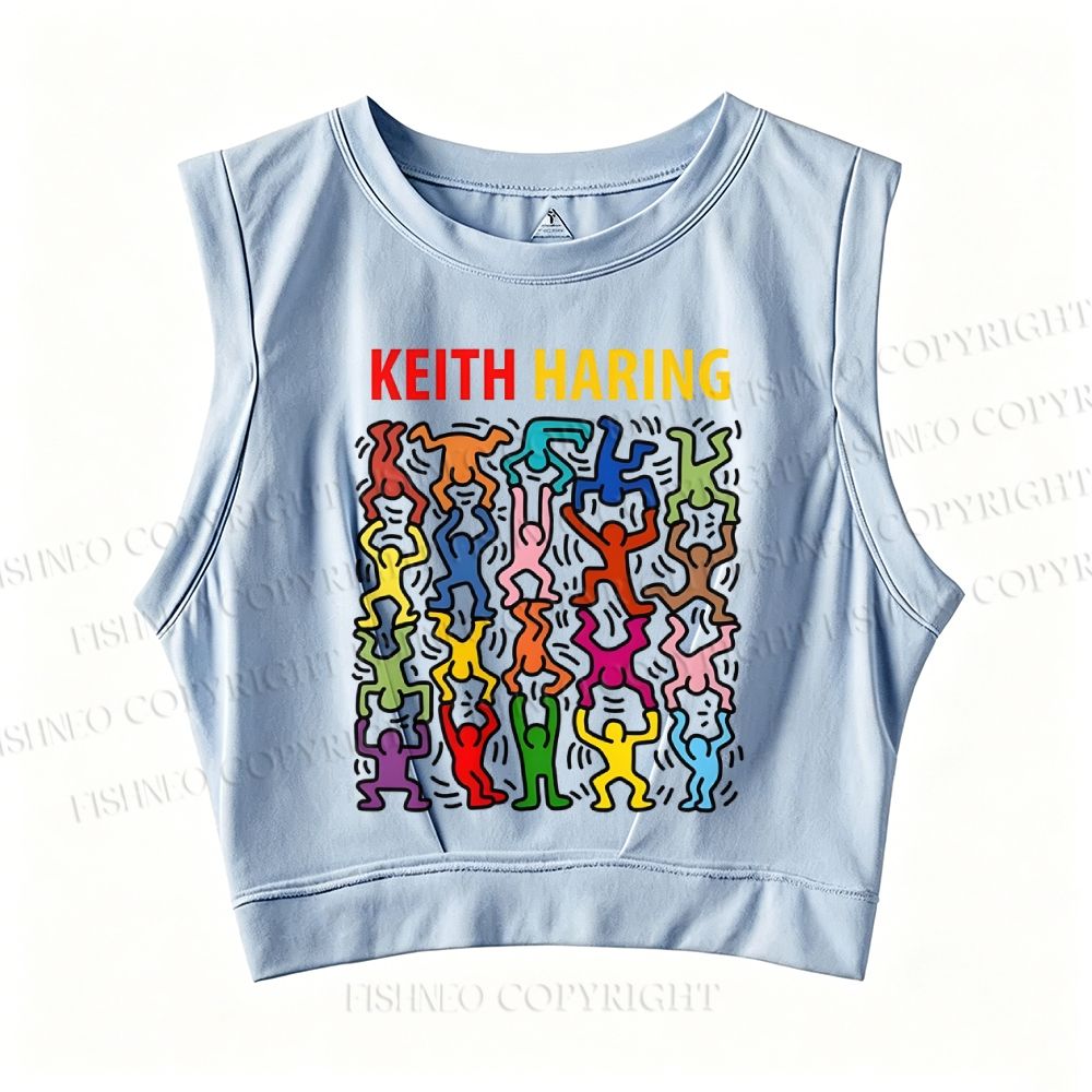 Keith Haring Acrobats Sleeveless Crop Tops