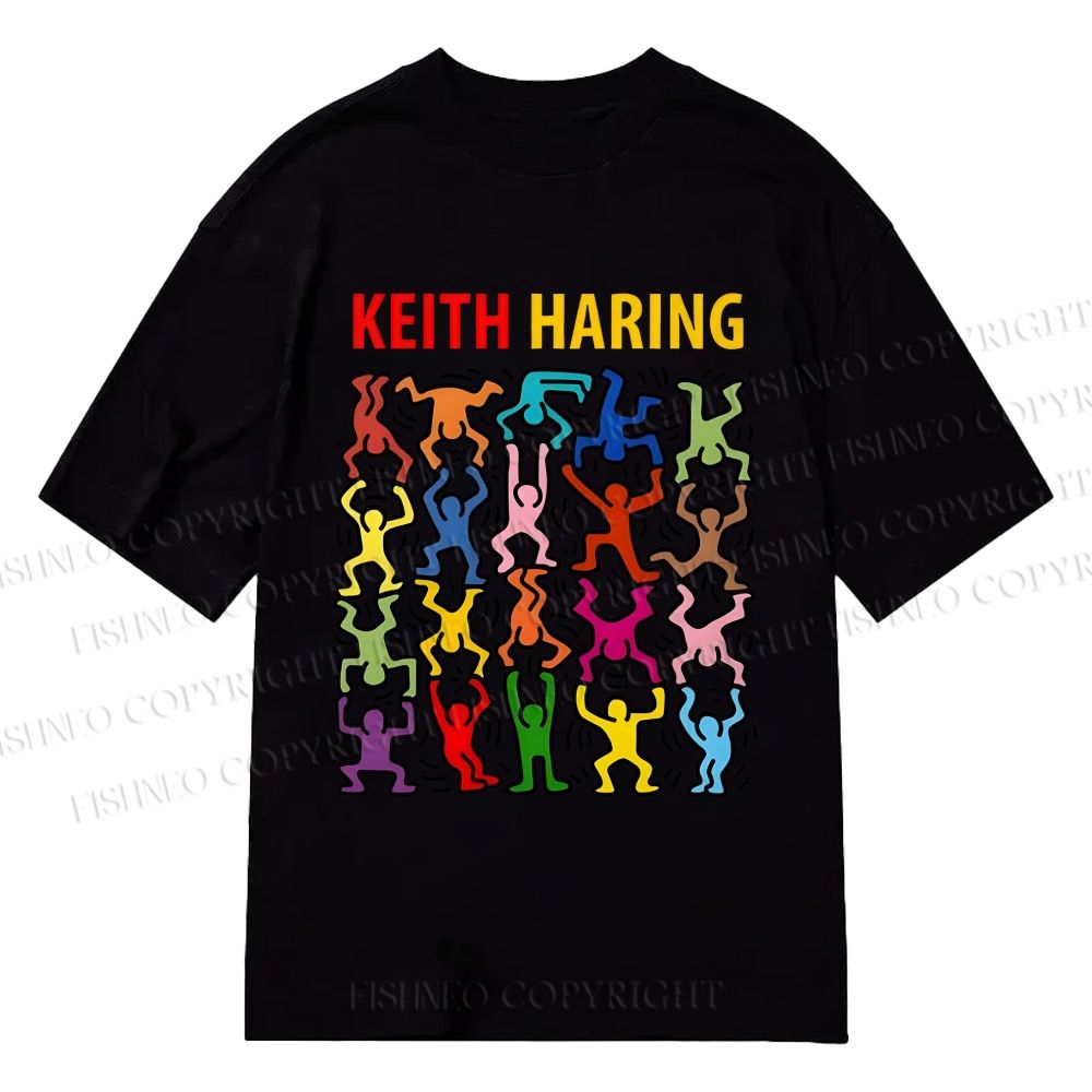 Unisex Classic Cotton Keith Haring Acrobats Printed T-shirt