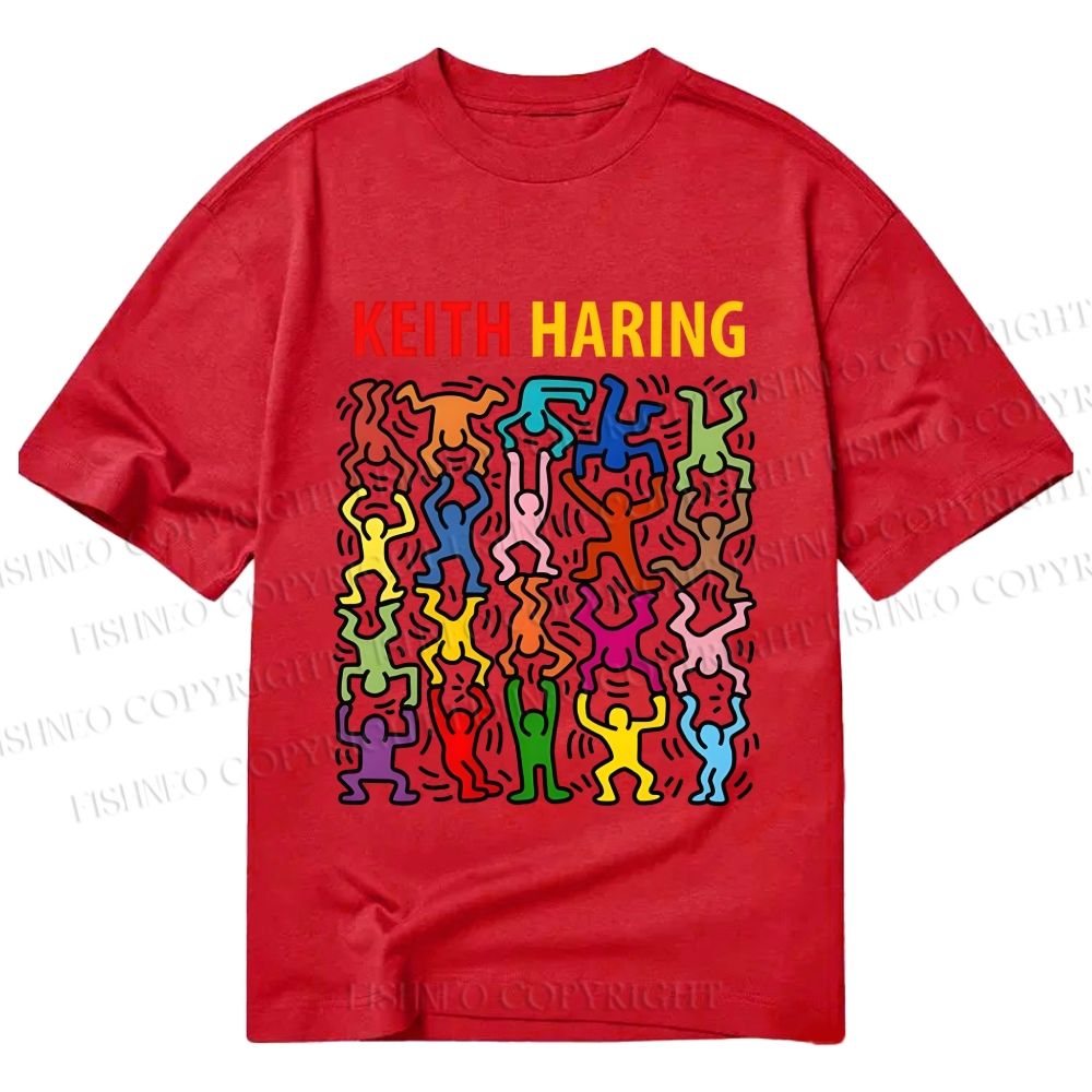 Unisex Classic Cotton Keith Haring Acrobats Printed T-shirt