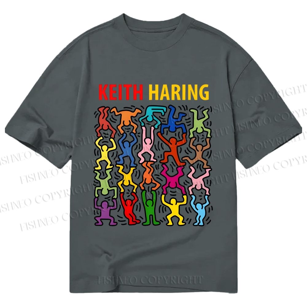 Unisex Classic Cotton Keith Haring Acrobats Printed T-shirt