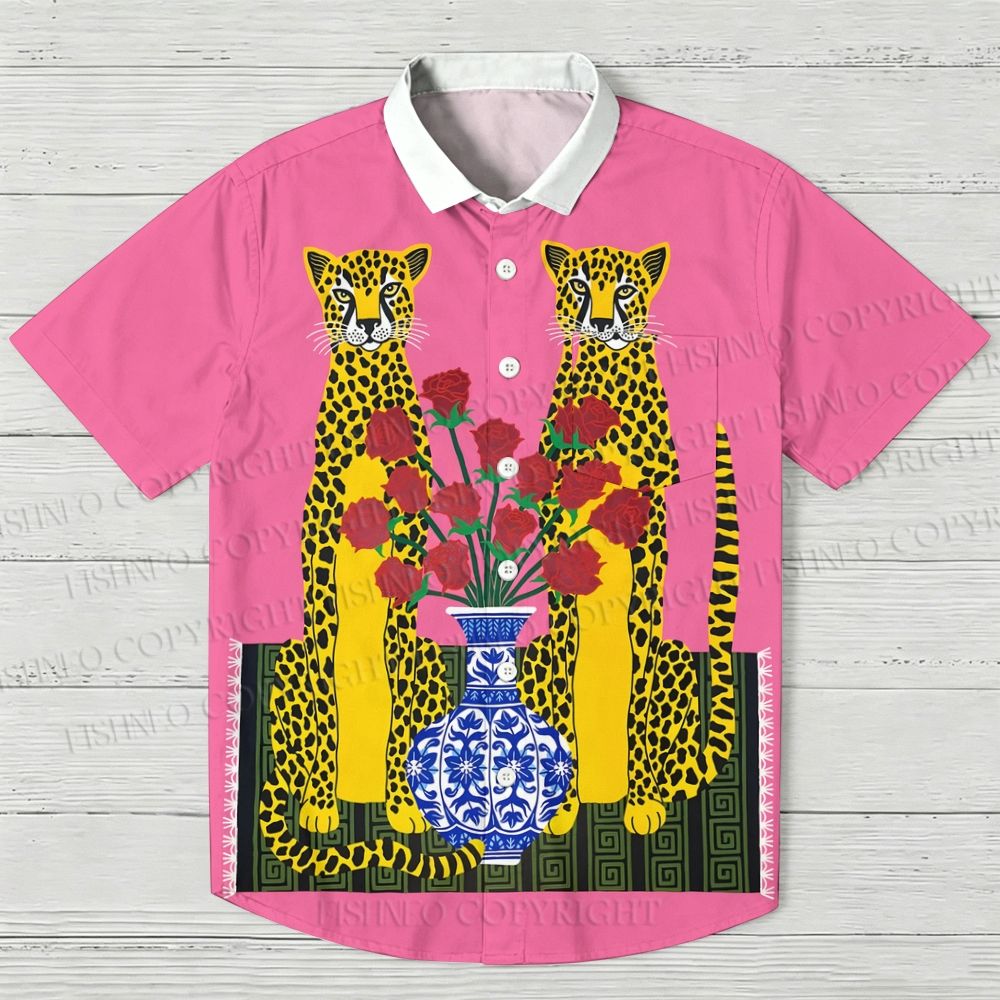 Kitsch Twin Leopards Hawaiian Shirt