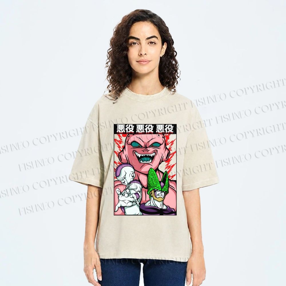 Unisex Dragon Ball Z Villains Printed Washed Tee