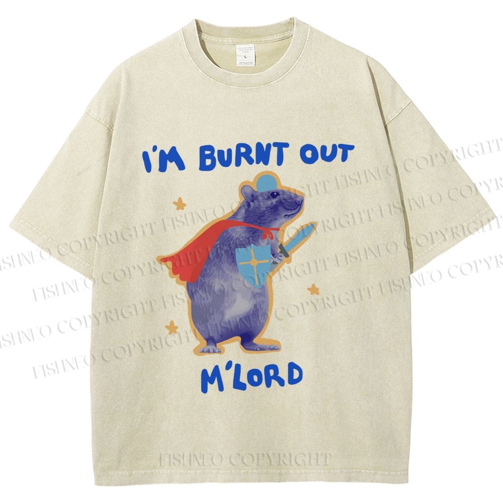 Unisex Burnt Out Knight Rat Printed Washed Tee