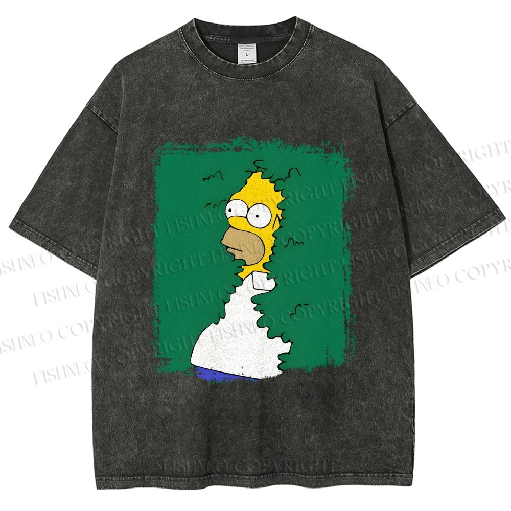 Unisex The Simpsons in Grass Printed Washed Tee