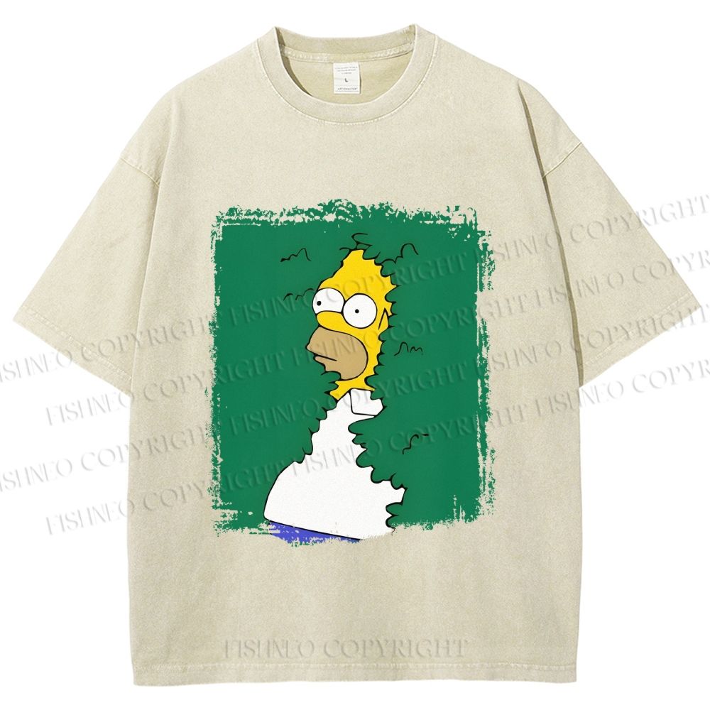 Unisex The Simpsons in Grass Printed Washed Tee