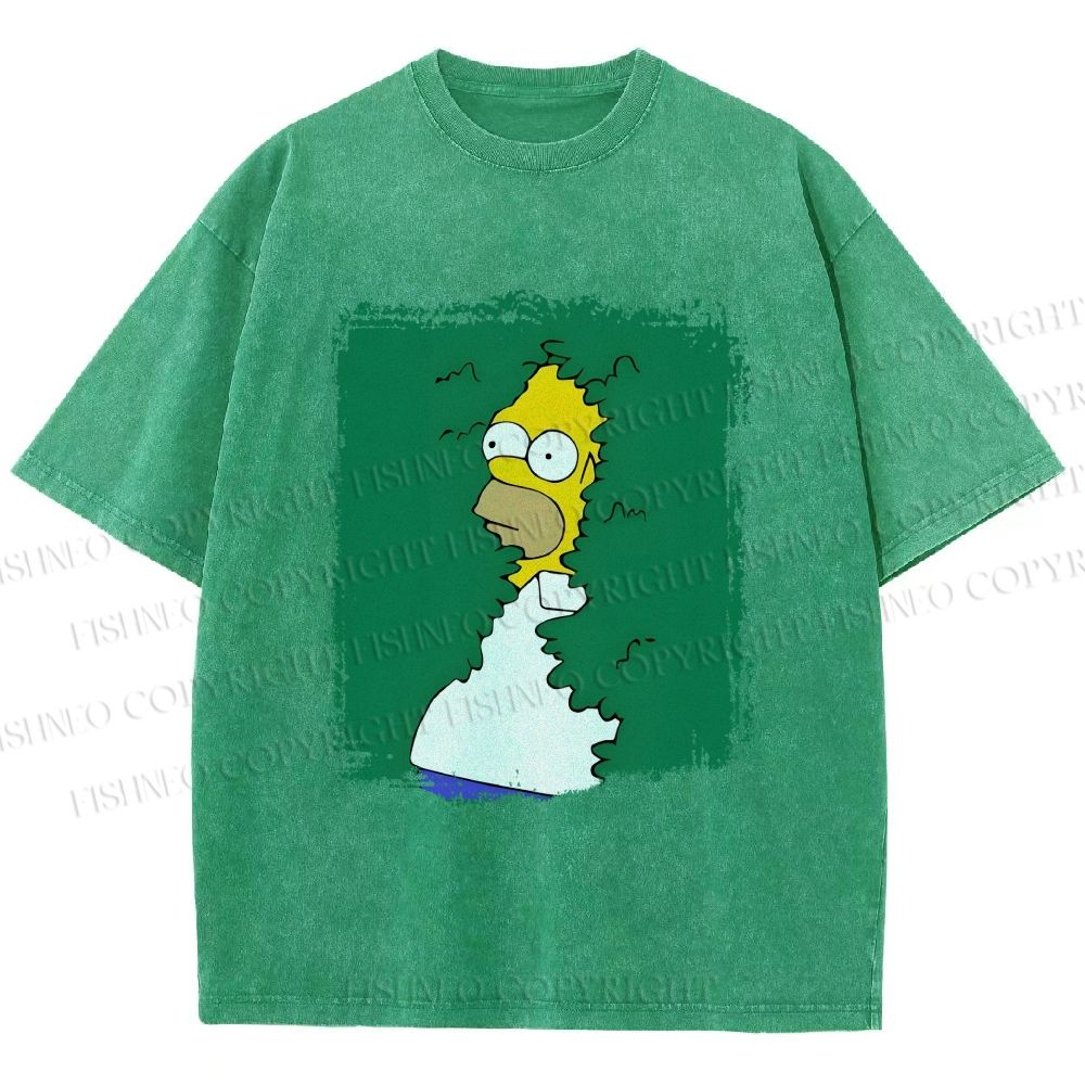 Unisex The Simpsons in Grass Printed Washed Tee