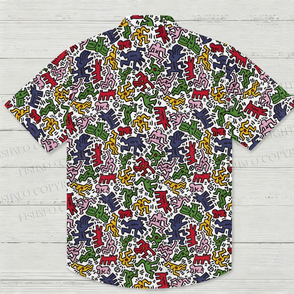 Keith Haring Dancing Figures Hawaiian Shirt