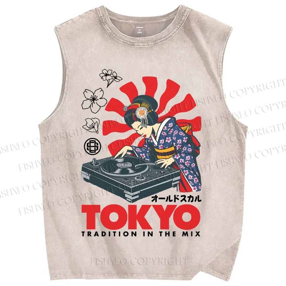 Unisex Tradition in the Mix Printed Washed Tank Top