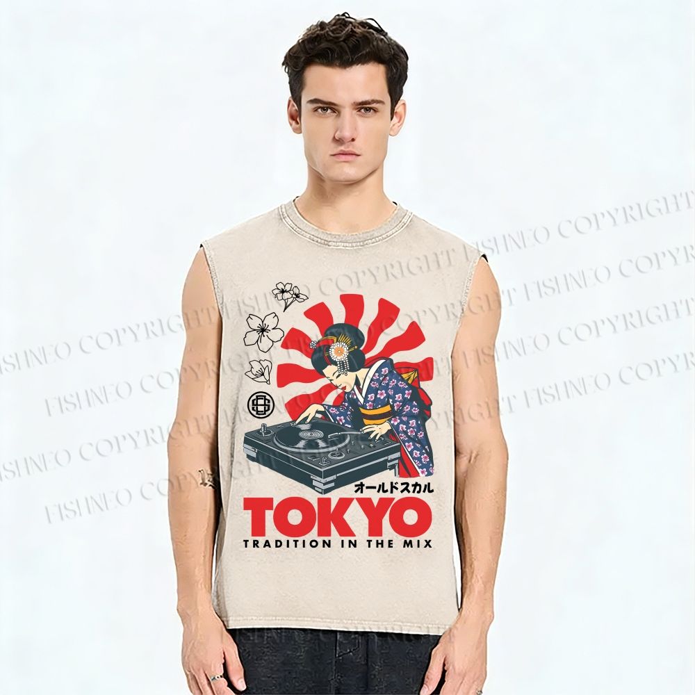 Unisex Tradition in the Mix Printed Washed Tank Top
