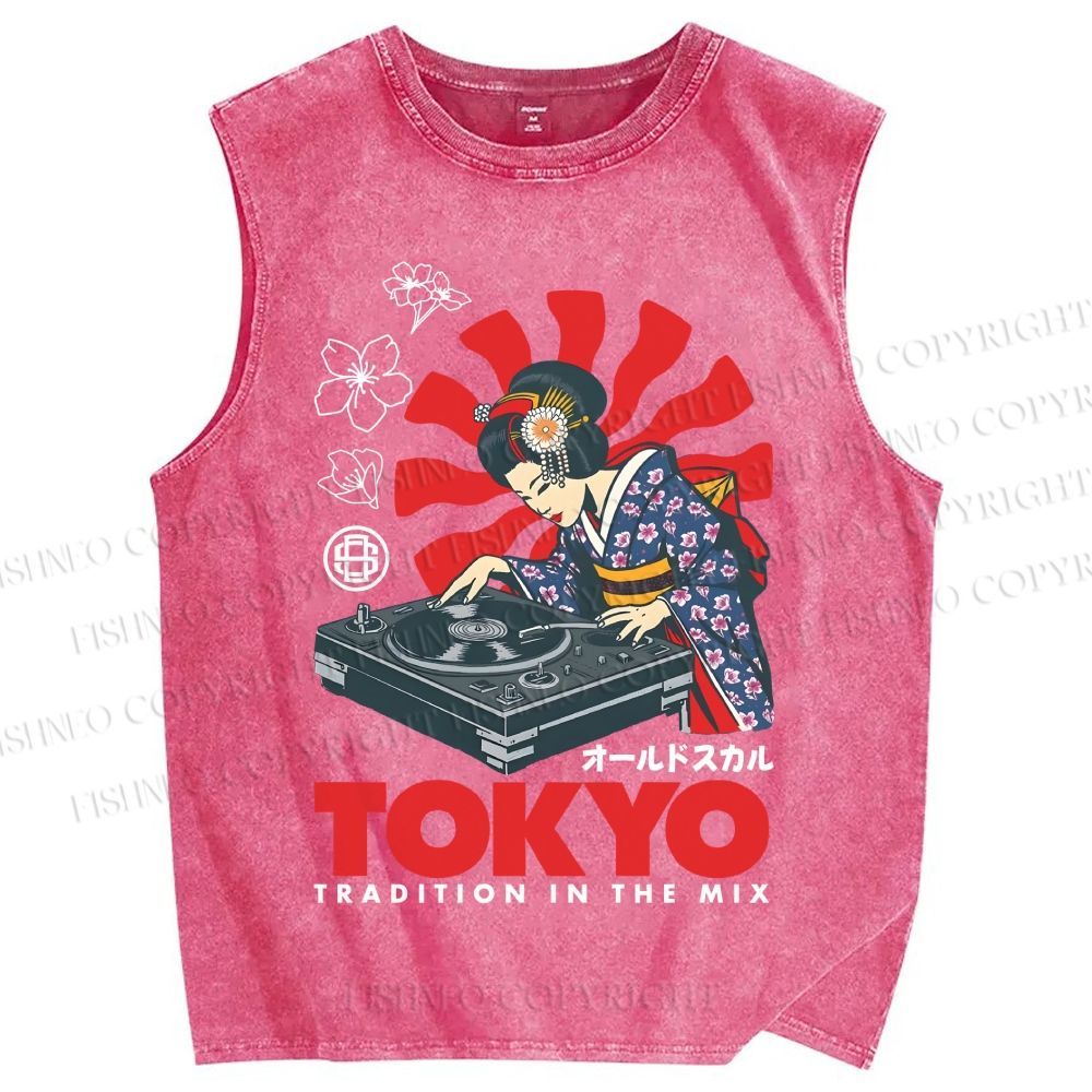 Unisex Tradition in the Mix Printed Washed Tank Top