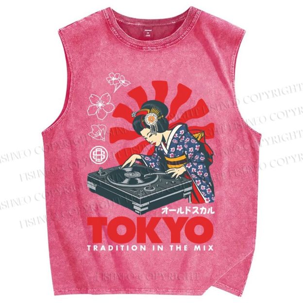 Unisex Tradition in the Mix Printed Washed Tank Top
