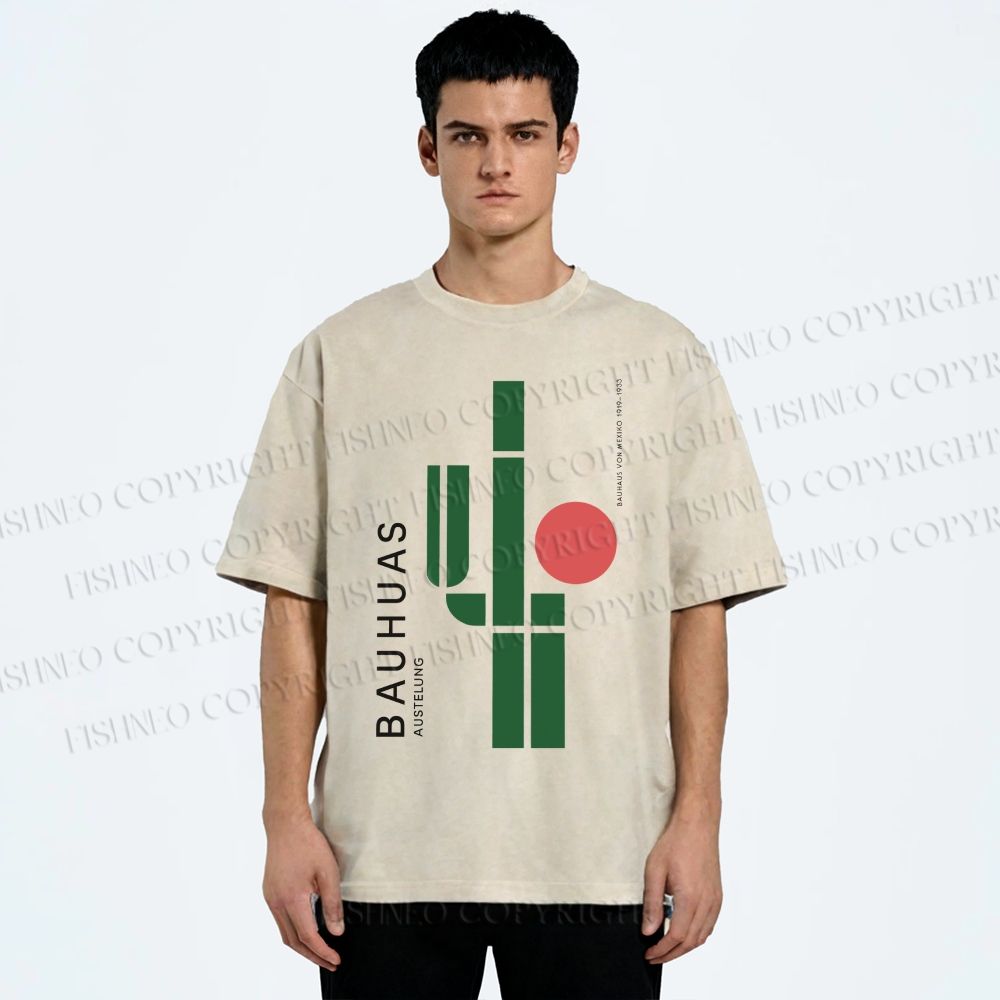 Unisex Mexican Bauhaus Cactus Printed Washed Tee