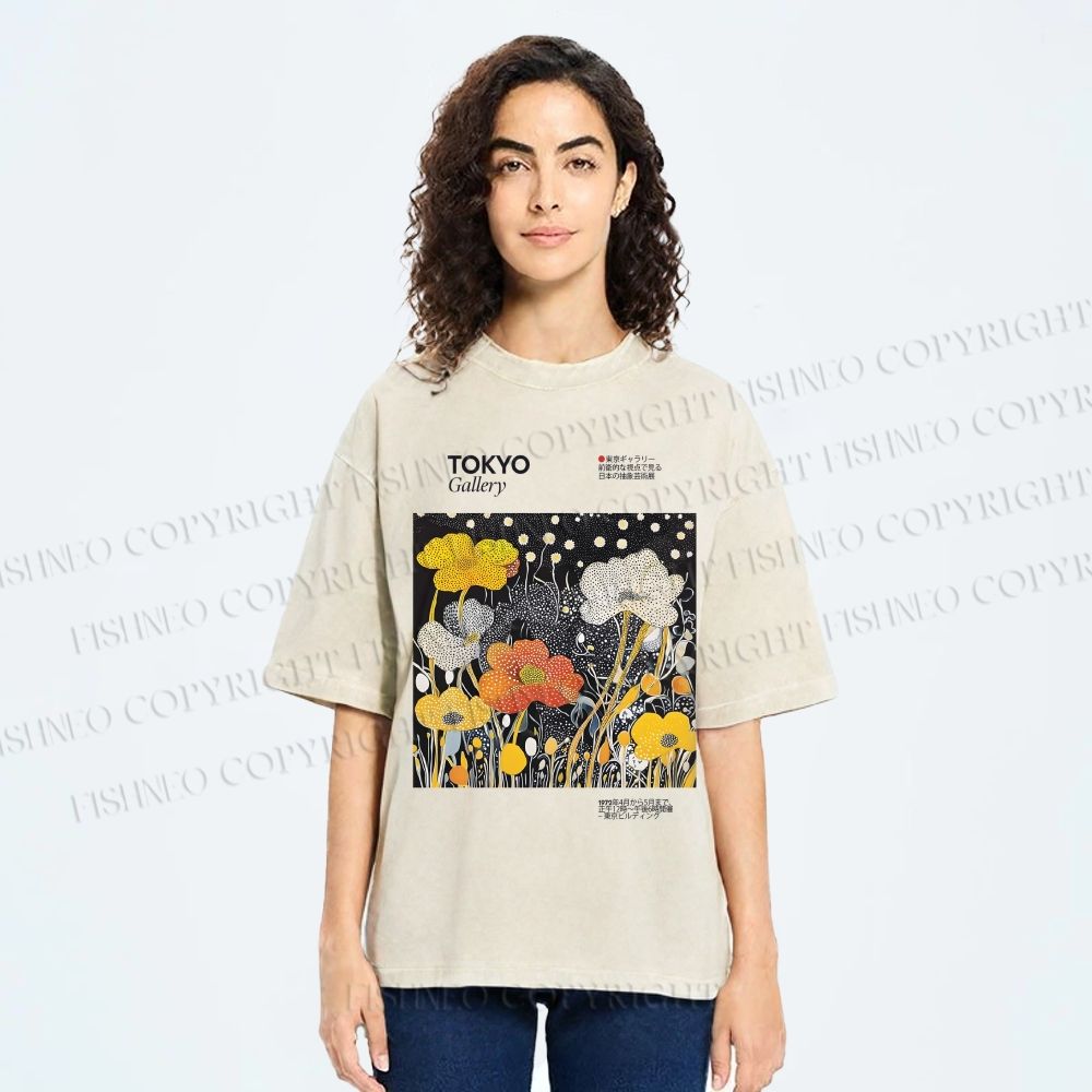Unisex Bloom Floral Printed Washed Tee