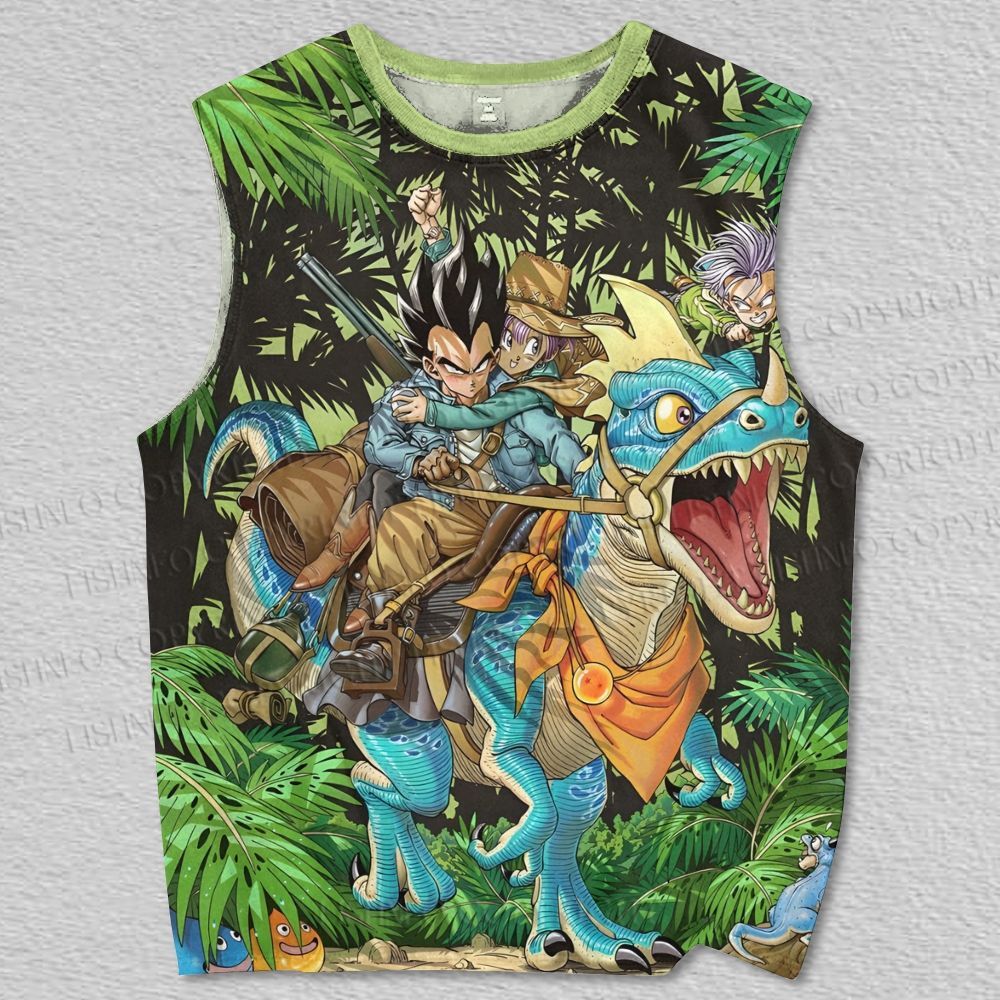 Unisex Dragon Ball Dinosaur in Jungle Printed Tank Top