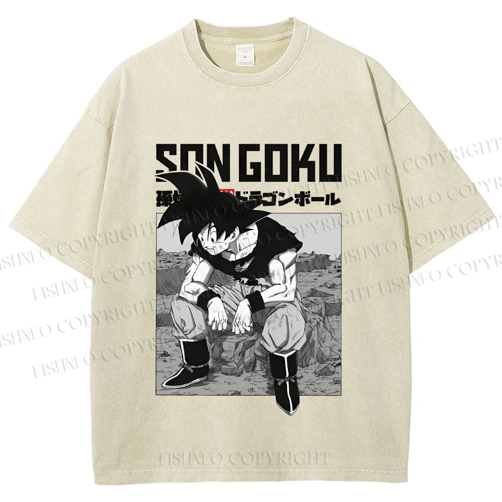 Unisex Dragon Ball Goku Printed Washed Tee