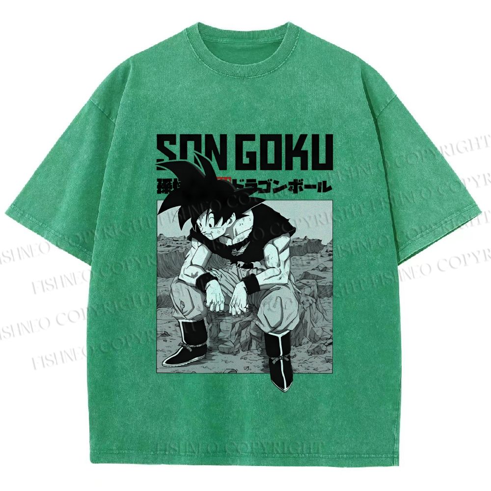 Unisex Dragon Ball Goku Printed Washed Tee
