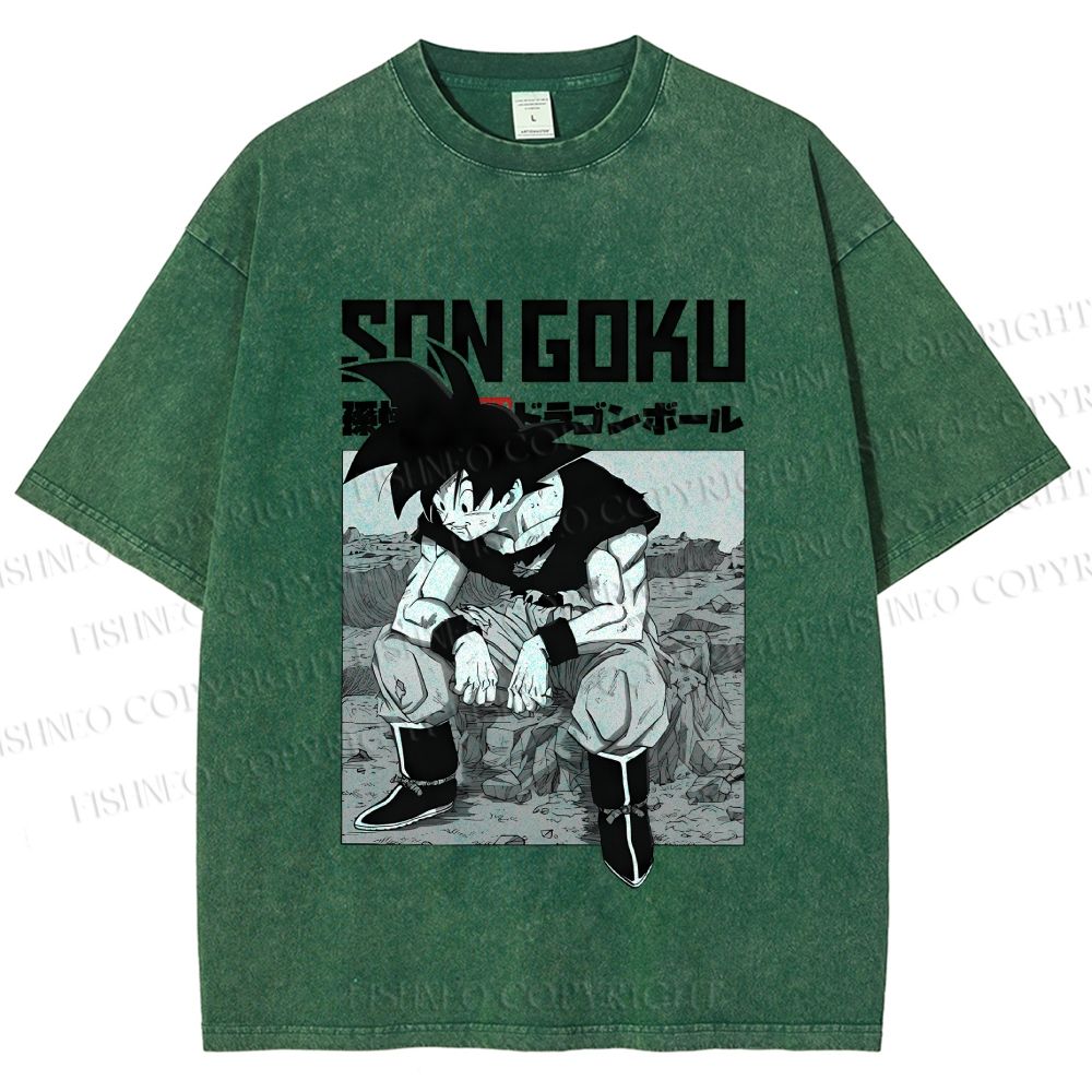 Unisex Dragon Ball Goku Printed Washed Tee