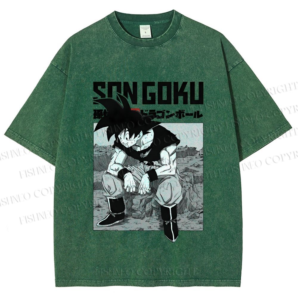 Unisex Dragon Ball Goku Printed Washed Tee