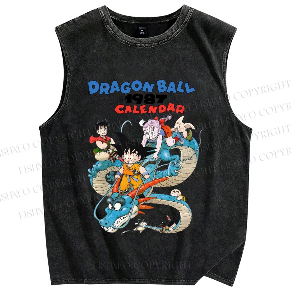 Unisex Dragon Ball Printed Washed Tank Top