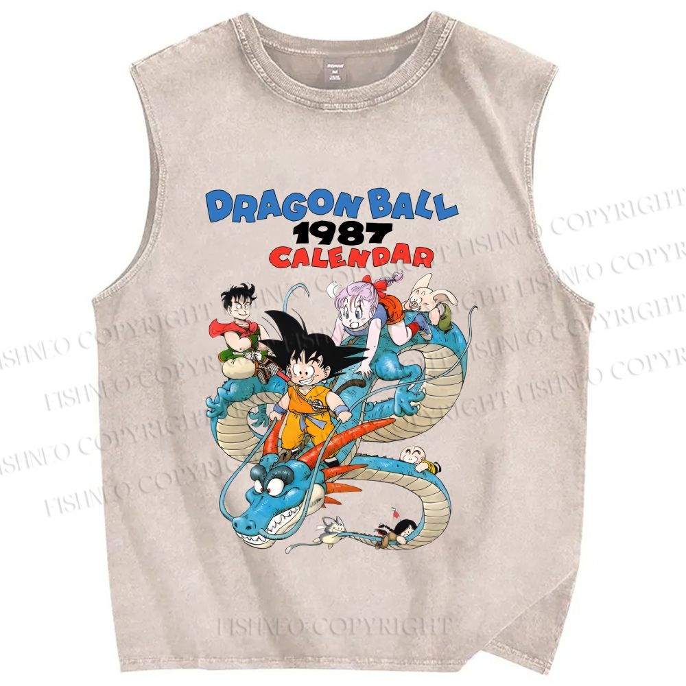 Unisex Dragon Ball Printed Washed Tank Top