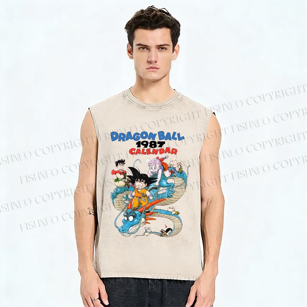 Unisex Dragon Ball Printed Washed Tank Top