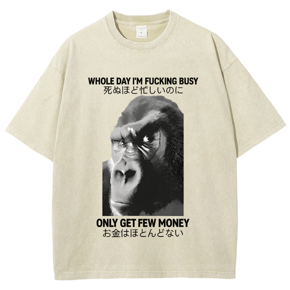 Gorilla Only Get Few Money Vintage Wash Japanese Design T-Shirt