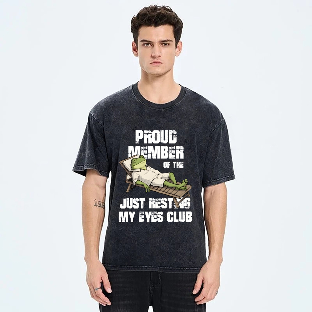 Unisex Just Resting My Eyes -Funny Fathers Day Printed Washed Tee