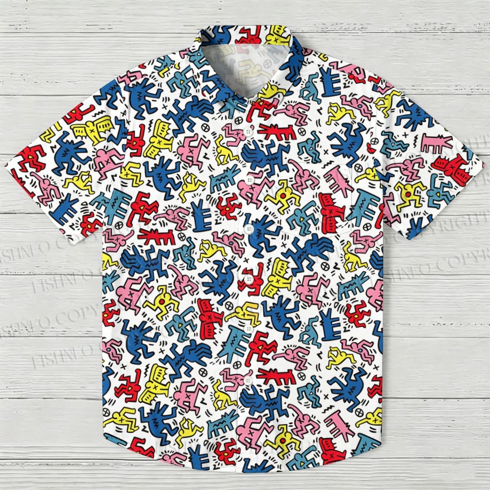 Keith Haring Dancing Figures Hawaiian Shirt
