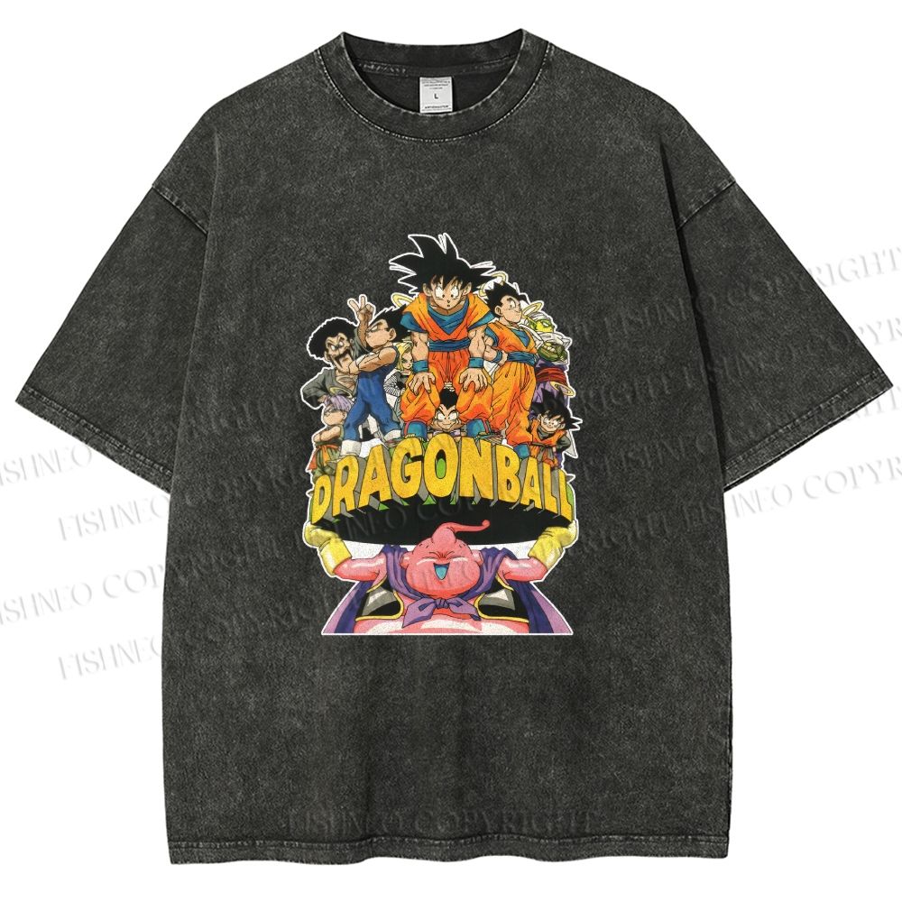 Unisex Majin Buu Lift Up Goku Printed Washed Tee