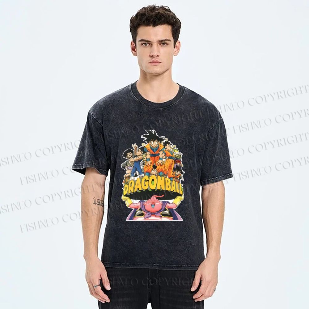 Unisex Majin Buu Lift Up Goku Printed Washed Tee
