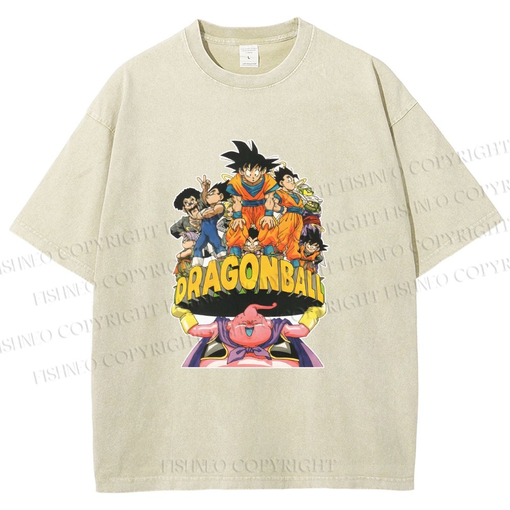 Unisex Majin Buu Lift Up Goku Printed Washed Tee