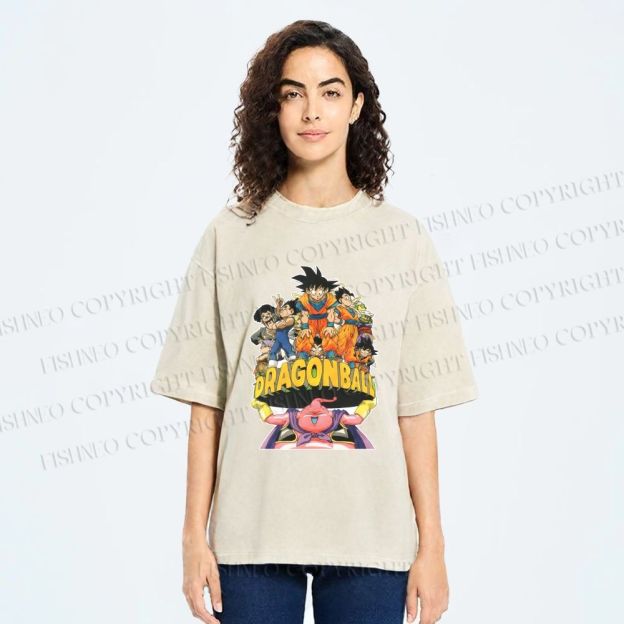 Unisex Majin Buu Lift Up Goku Printed Washed Tee
