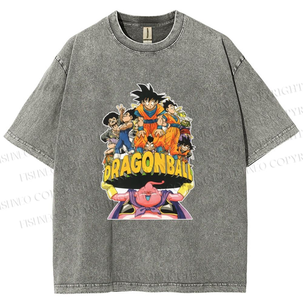 Unisex Majin Buu Lift Up Goku Printed Washed Tee
