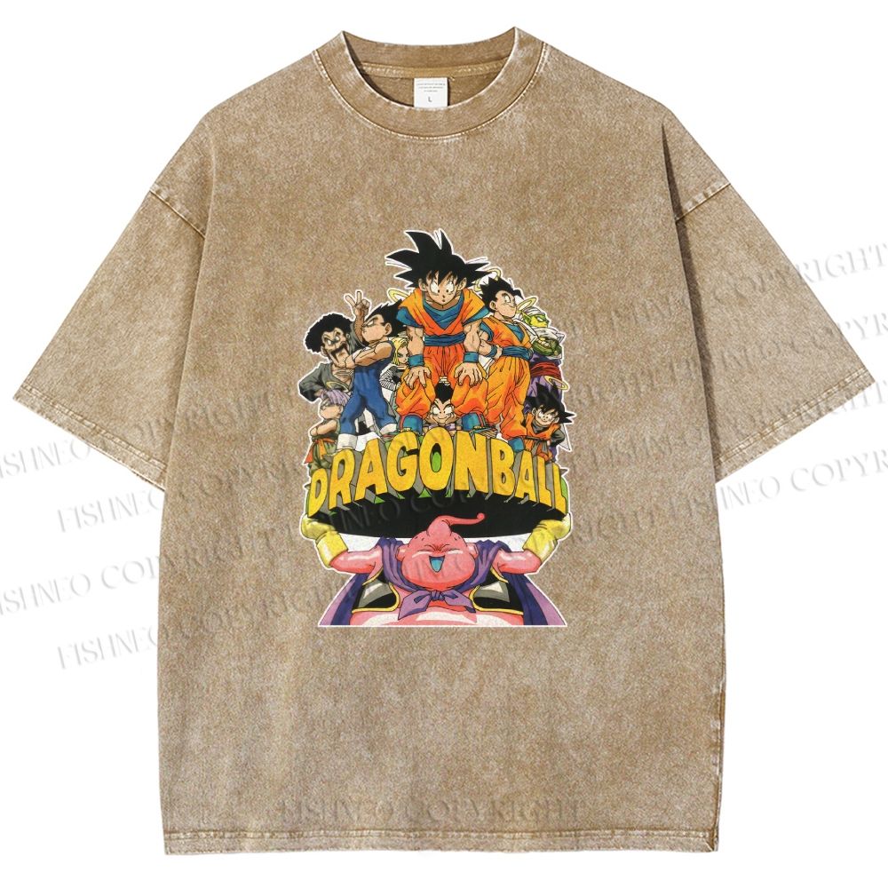 Unisex Majin Buu Lift Up Goku Printed Washed Tee
