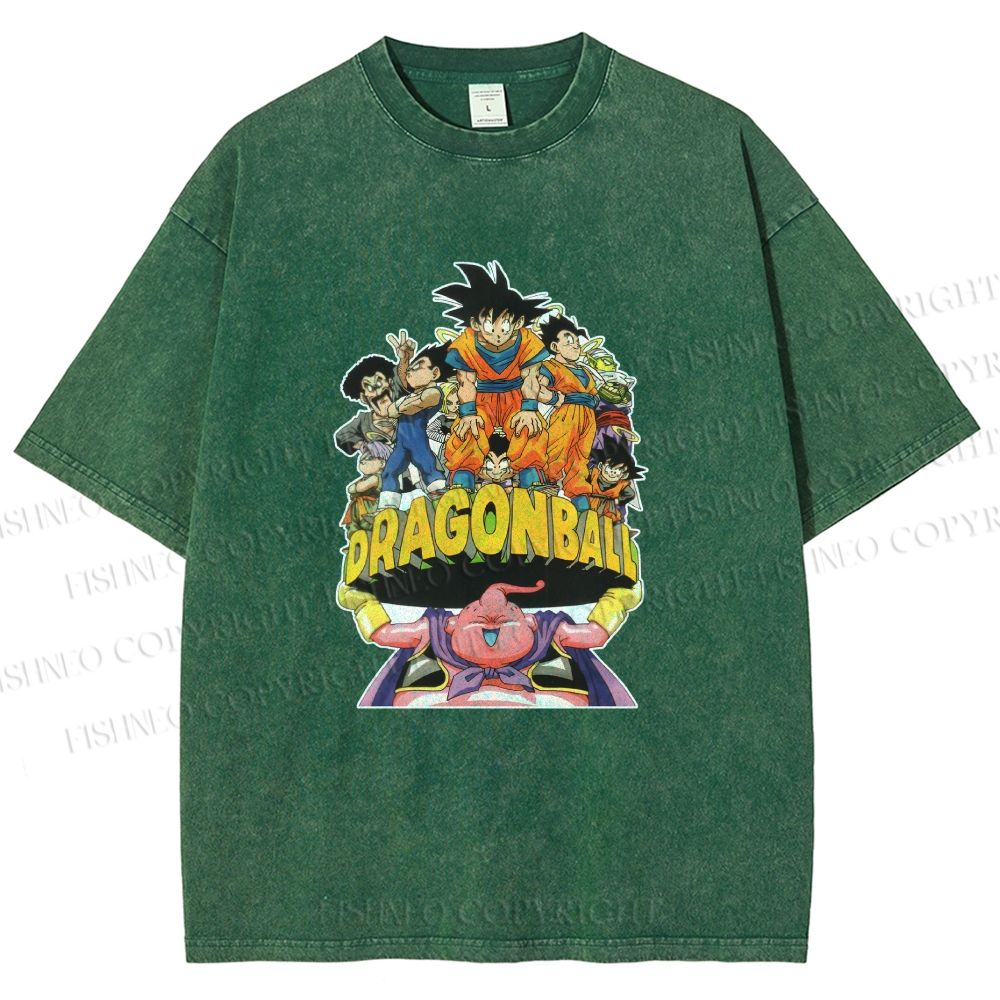 Unisex Majin Buu Lift Up Goku Printed Washed Tee