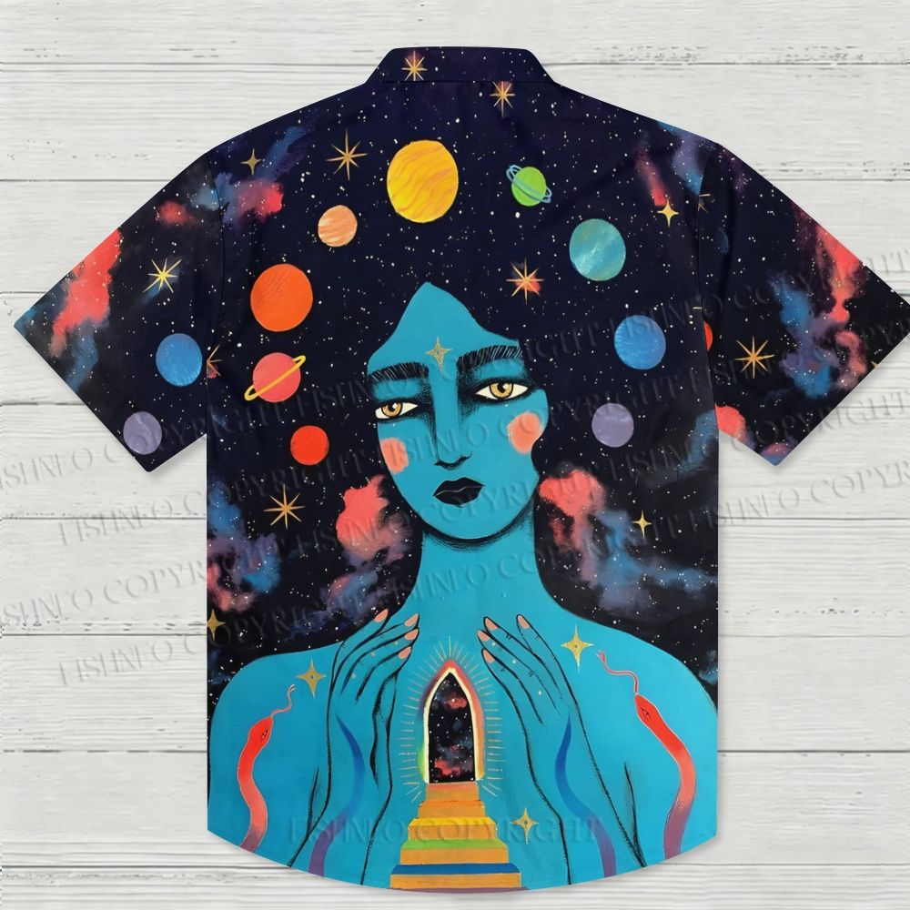 Blue Goddess Printed Hawaiian Shirt