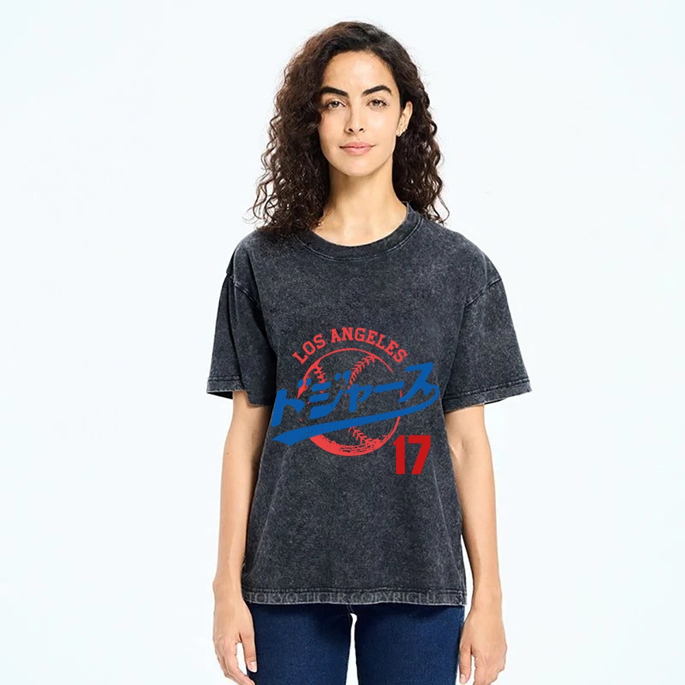  Los Angeles Dodgers japanese design Washed T-Shirt