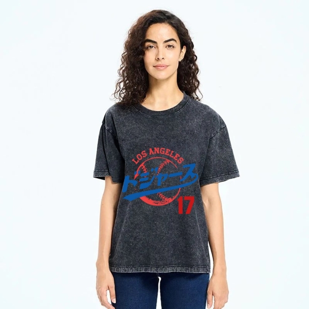  Los Angeles Dodgers japanese design Washed T-Shirt
