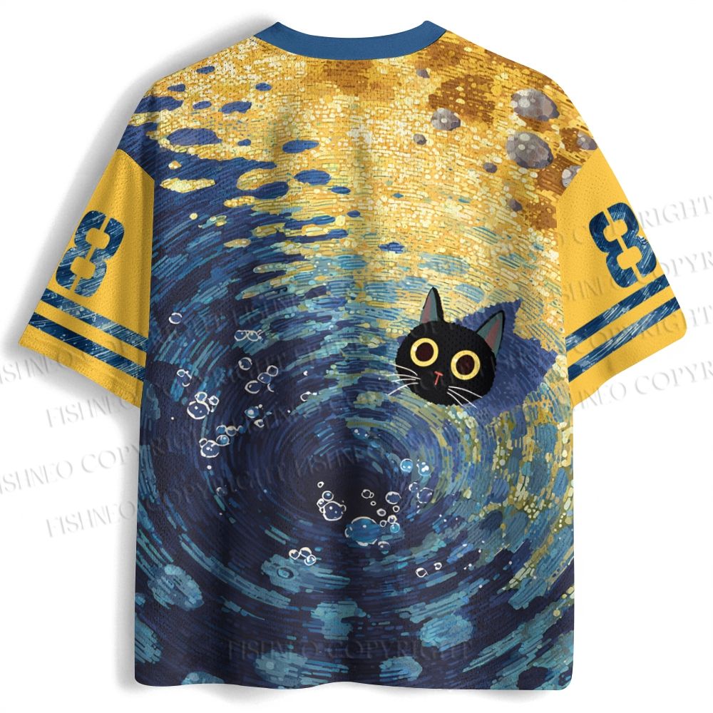 Black Cat in Water Jersey Shirts