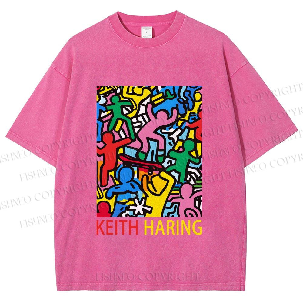 Unisex Keith Haring Skate Printed Washed Tee