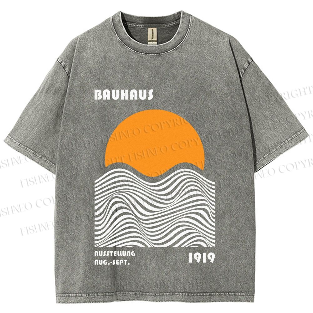 Unisex Bauhaus Sunset Printed Washed Tee