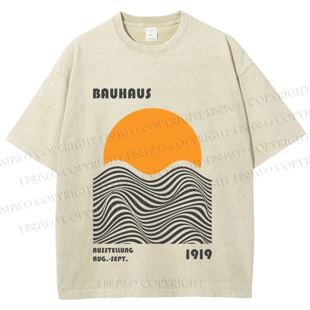 Unisex Bauhaus Sunset Printed Washed Tee