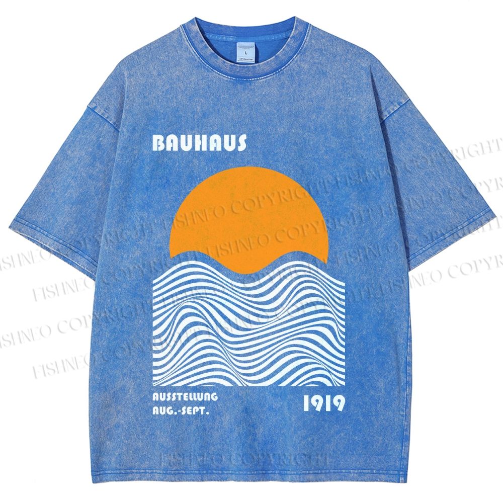 Unisex Bauhaus Sunset Printed Washed Tee