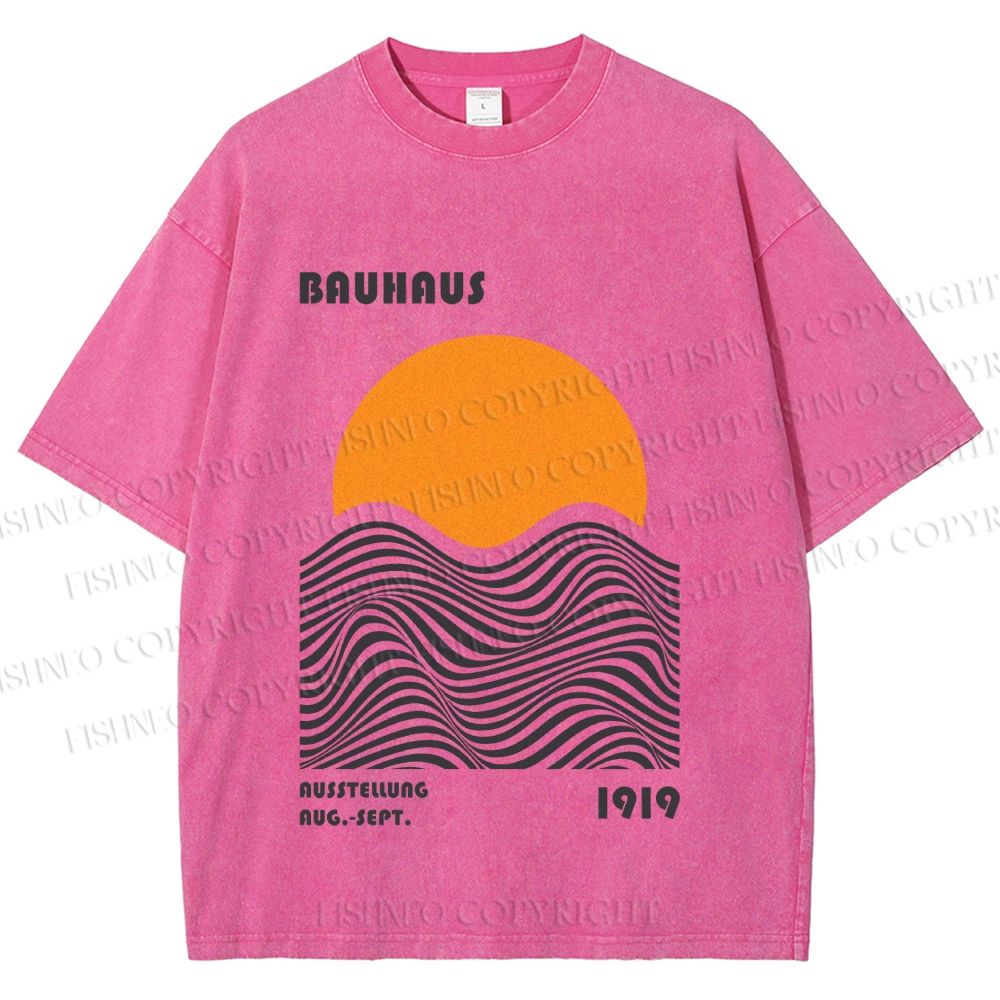 Unisex Bauhaus Sunset Printed Washed Tee